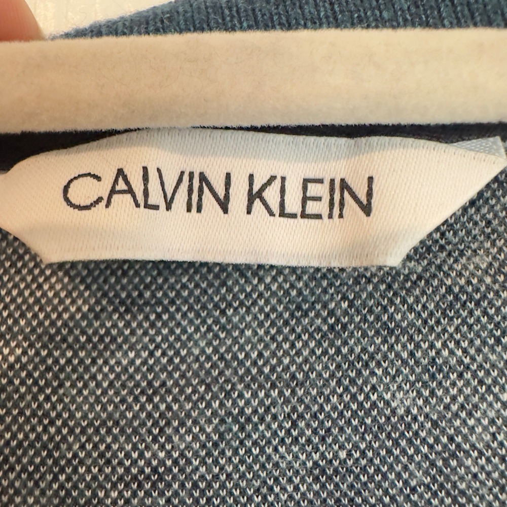 Calvin Klein Mens Blue Heathered Textured Crew Neck Short Sleeve T-Shirt Large - Picture 3 of 6